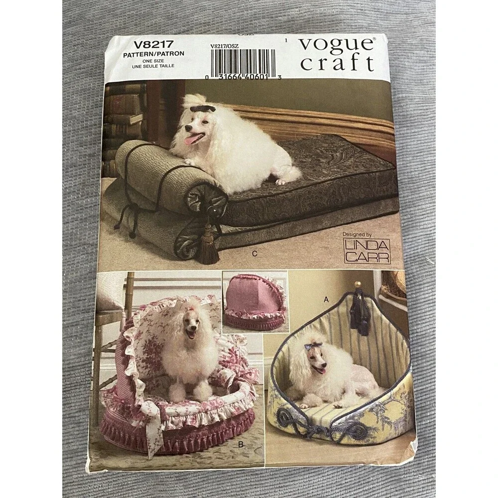 Poodle Dog Bed Patterns NIP Uncut Patterns With instructions Vogue V8217